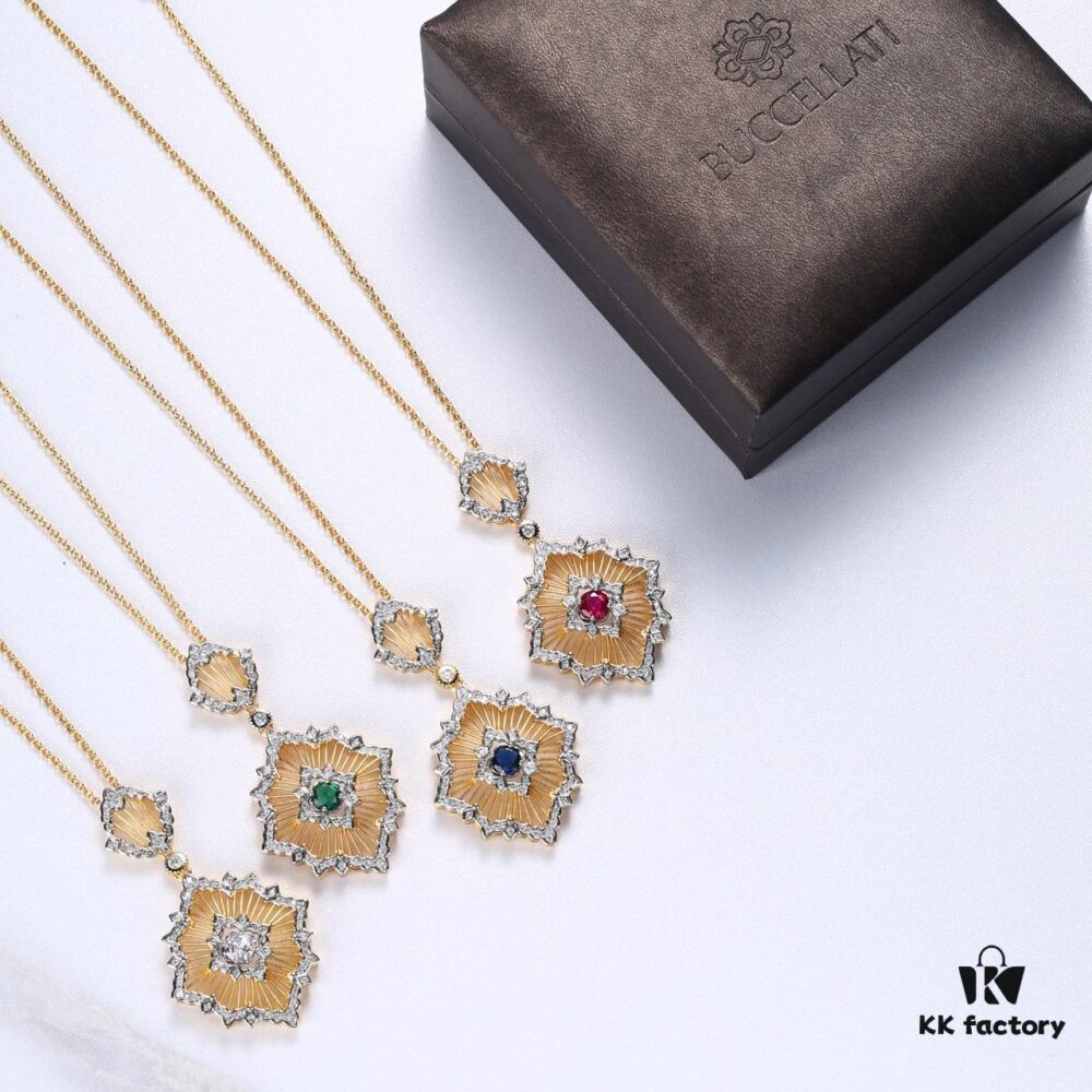 Buccellati lacework mesh openwork bicolor rose gold + white gold, yellow gold + white gold necklace