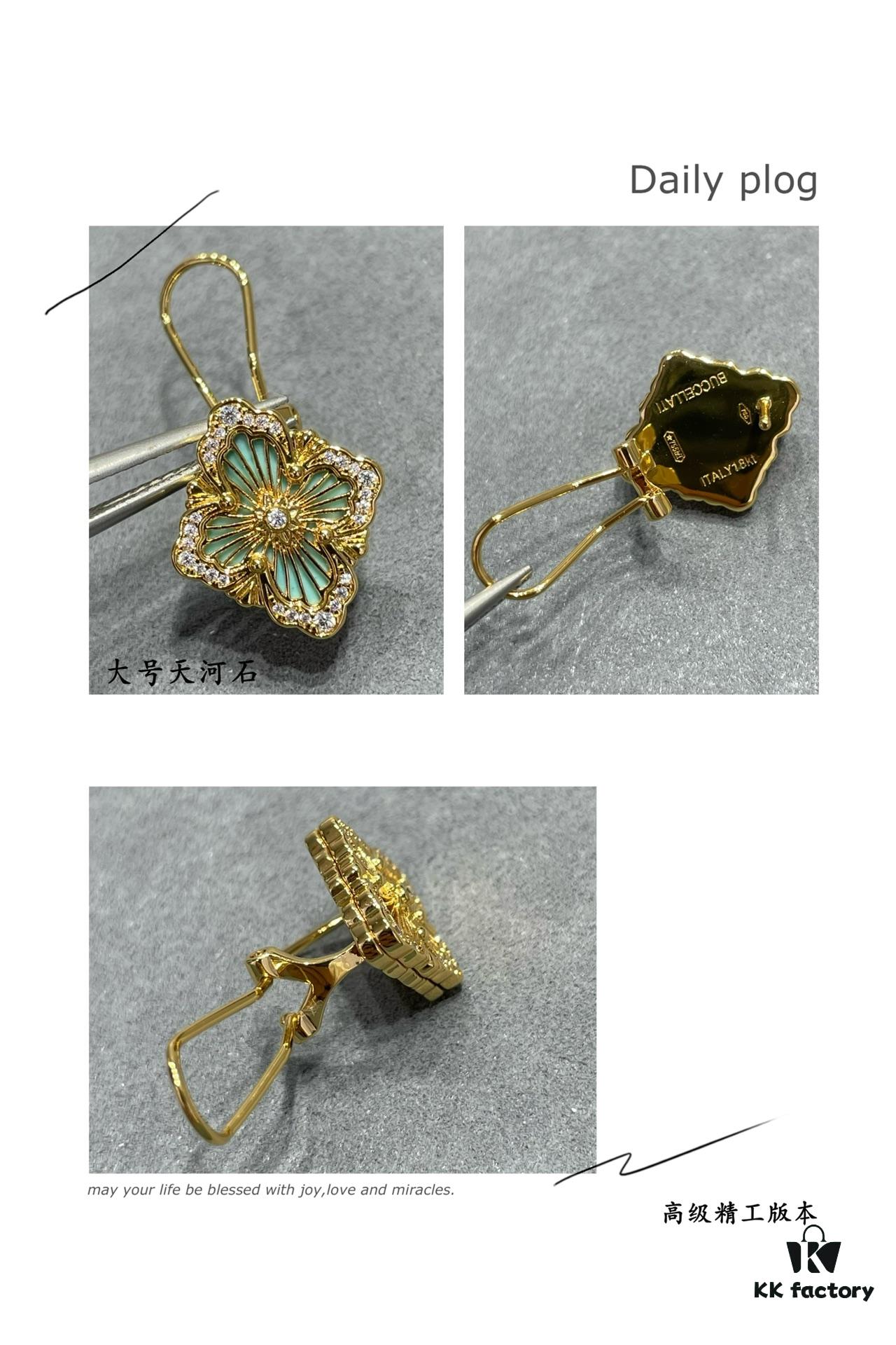 69301a6c12f62673a6fad129 Buccellati Opera Grande Series Large Amazonite Earrings, Four-Leaf Clover Design with Renaissance Court Style