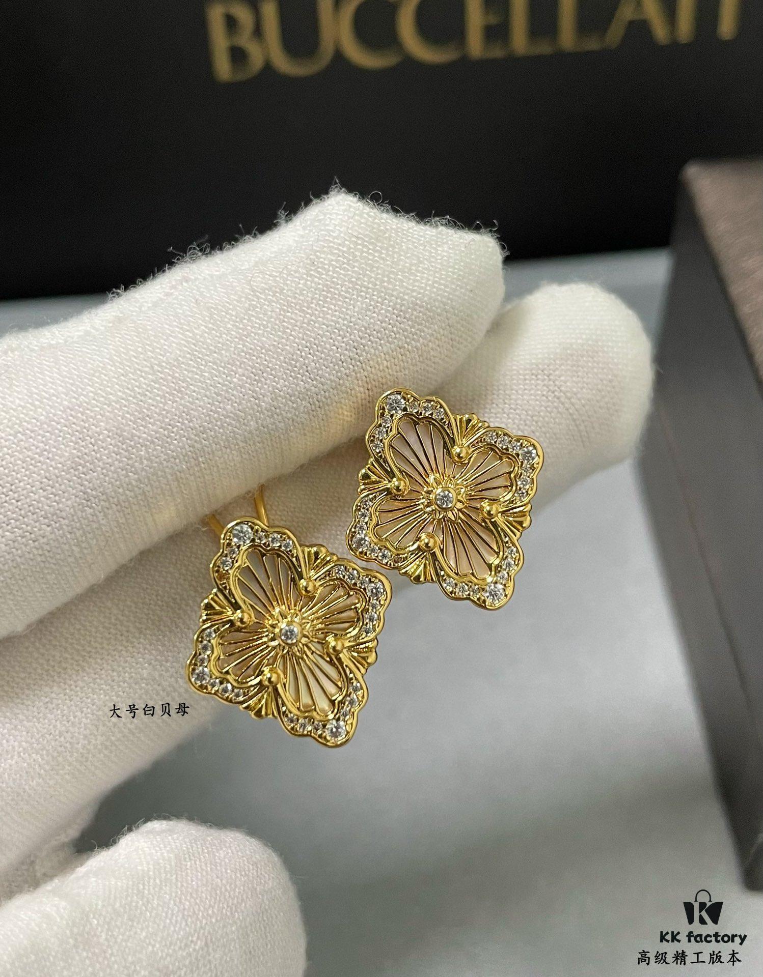 69301a6c12f62673a6fad12a Buccellati Opera Grande White Mother-of-Pearl Earrings, Vintage Court-style Clover, Exuding Italian Elegance