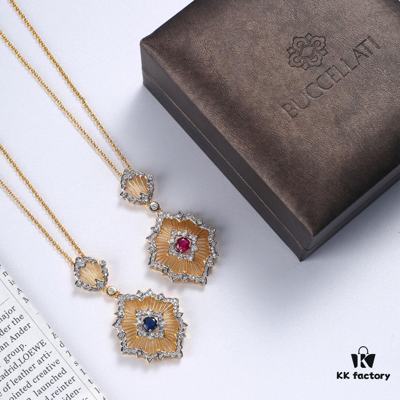 69301a6c12f62673a6fad12c Buccellati lacework mesh openwork bicolor rose gold + white gold, yellow gold + white gold necklace