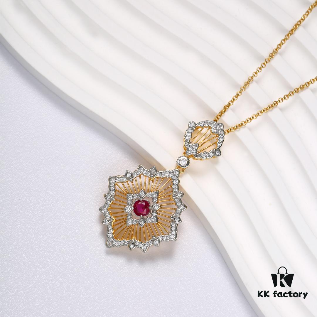 69301a6c12f62673a6fad12d Buccellati lacework mesh openwork bicolor rose gold + white gold, yellow gold + white gold necklace