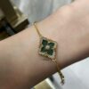 69301a7112f62673a6fad133 Buccellati Large Opera Garden Series Green Enamel Bracelet, Vintage Court-style Clover and Four-petal Shell Double-sided Necklace