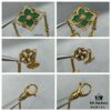 69301a7112f62673a6fad134 Buccellati Large Opera Garden Series Green Enamel Bracelet, Vintage Court-style Clover and Four-petal Shell Double-sided Necklace