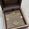 69301a7712f62673a6fad13a Buccellati Large Opera Garden Series Green Enamel Bracelet, Vintage Court-style Clover and Four-petal Shell Double-sided Necklace