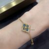 69301a7812f62673a6fad13c Buccellati Opera Maxi Blue Enamel Bracelet, Retro Court-style Clover and Four-petal Shell Double-sided Necklace with Rigato Silk Finish and Geometric Diamond Inlay