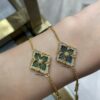 69301a7912f62673a6fad13e Buccellati Large Opera Garden Series Green Enamel Bracelet, Vintage Court-style Clover and Four-petal Shell Double-sided Necklace