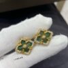 69301a9412f62673a6fad15e Buccellati Opera Grande Series Large Green Enamel Earrings, Vintage Court Style Four-Leaf Clover with Rigato Silk-Craft Finish