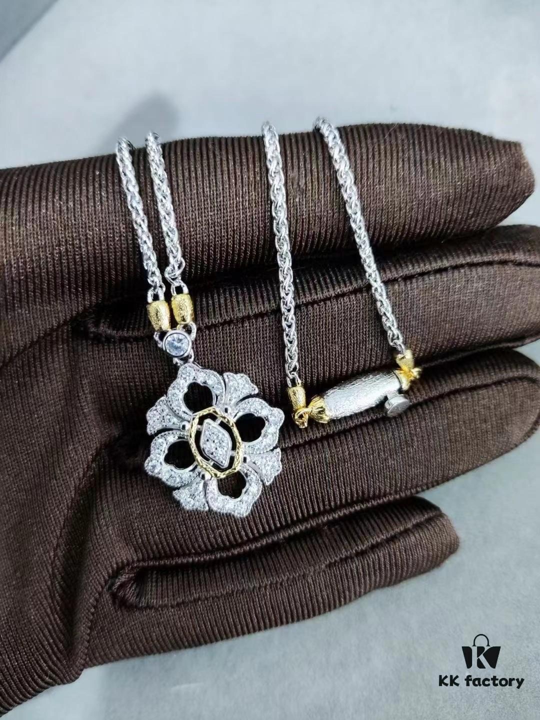 69301ae012f62673a6fad1b6 Buccellati Full Diamond Twisted Rope Necklace in White Gold with Two-Tone Plating