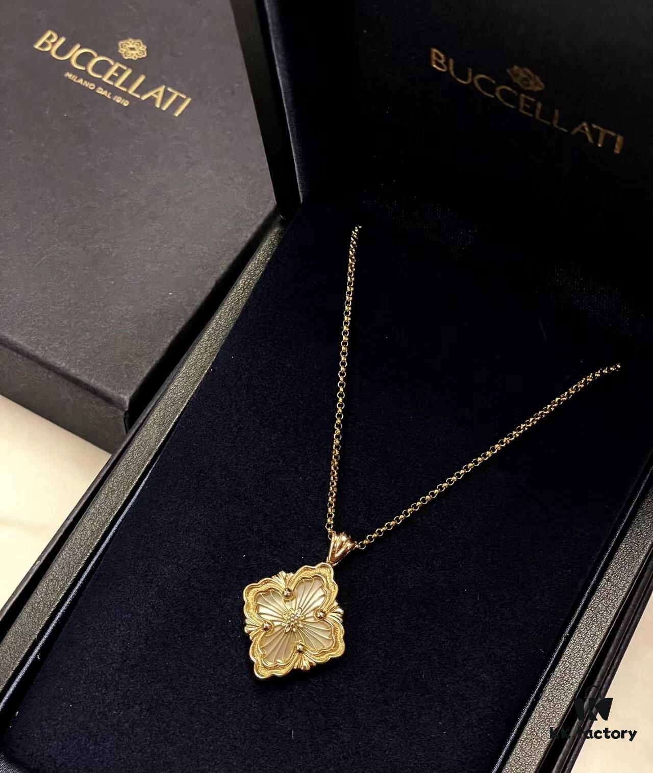 69301aef12f62673a6fad1c4 Buccellati Italian Luxury Jewelry Vintage Royal Style Diamond-Set Twisted Clover Shell Agate Chalcedony Reversible Necklace V Gold Material 18K Thick Gold Plating Original Chain End Original Clasp High Quality