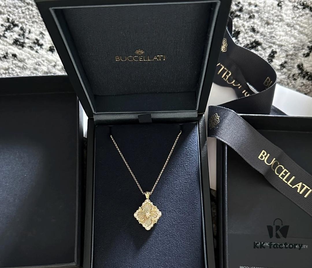 69301af512f62673a6fad1c8 Buccellati Italian Luxury Jewelry Vintage Royal Style Diamond-Set Twisted Clover Shell Agate Chalcedony Reversible Necklace V Gold Material 18K Thick Gold Plating Original Chain End Original Clasp High Quality