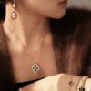 69301b0712f62673a6fad1dd Buccellati Italian Luxury Jewelry Vintage Royal Style Diamond-Cut Clover Shell Agate Chalcedony Double-Sided Necklace V Gold Material 18K Thick Gold Plating Original Chain End Original Clasp High Quality
