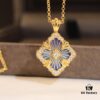 69301b0a12f62673a6fad1df Buccellati Italian Luxury Jewelry Vintage Royal Style Diamond-Cut Clover Shell Agate Chalcedony Double-Sided Necklace V Gold Material 18K Thick Gold Plating Original Chain End Original Clasp High Quality