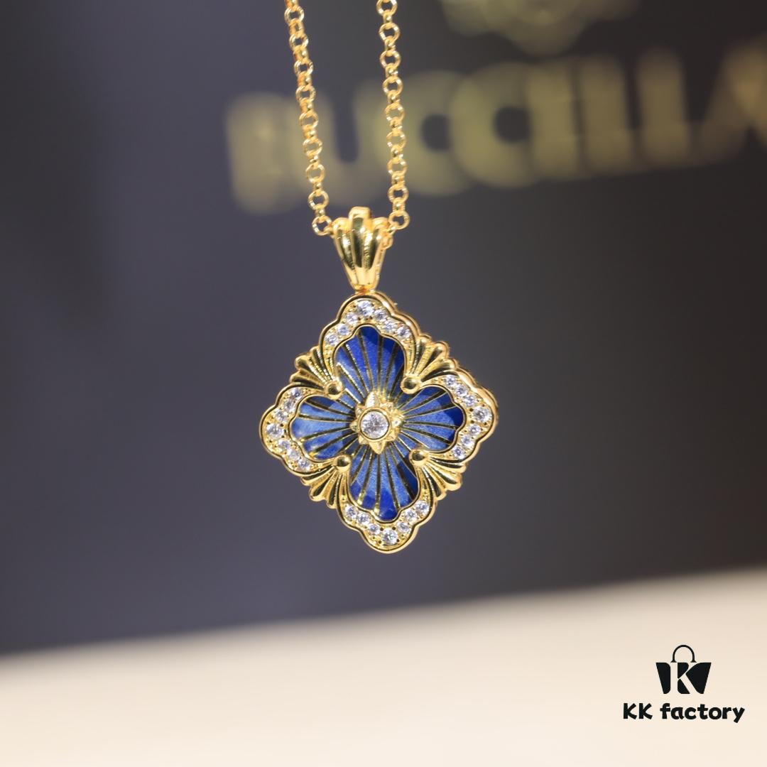 69301b0b12f62673a6fad1e1 Buccellati Italian Luxury Jewelry Vintage Royal Style Diamond-Cut Clover Shell Agate Chalcedony Double-Sided Necklace V Gold Material 18K Thick Gold Plating Original Chain End Original Clasp High Quality