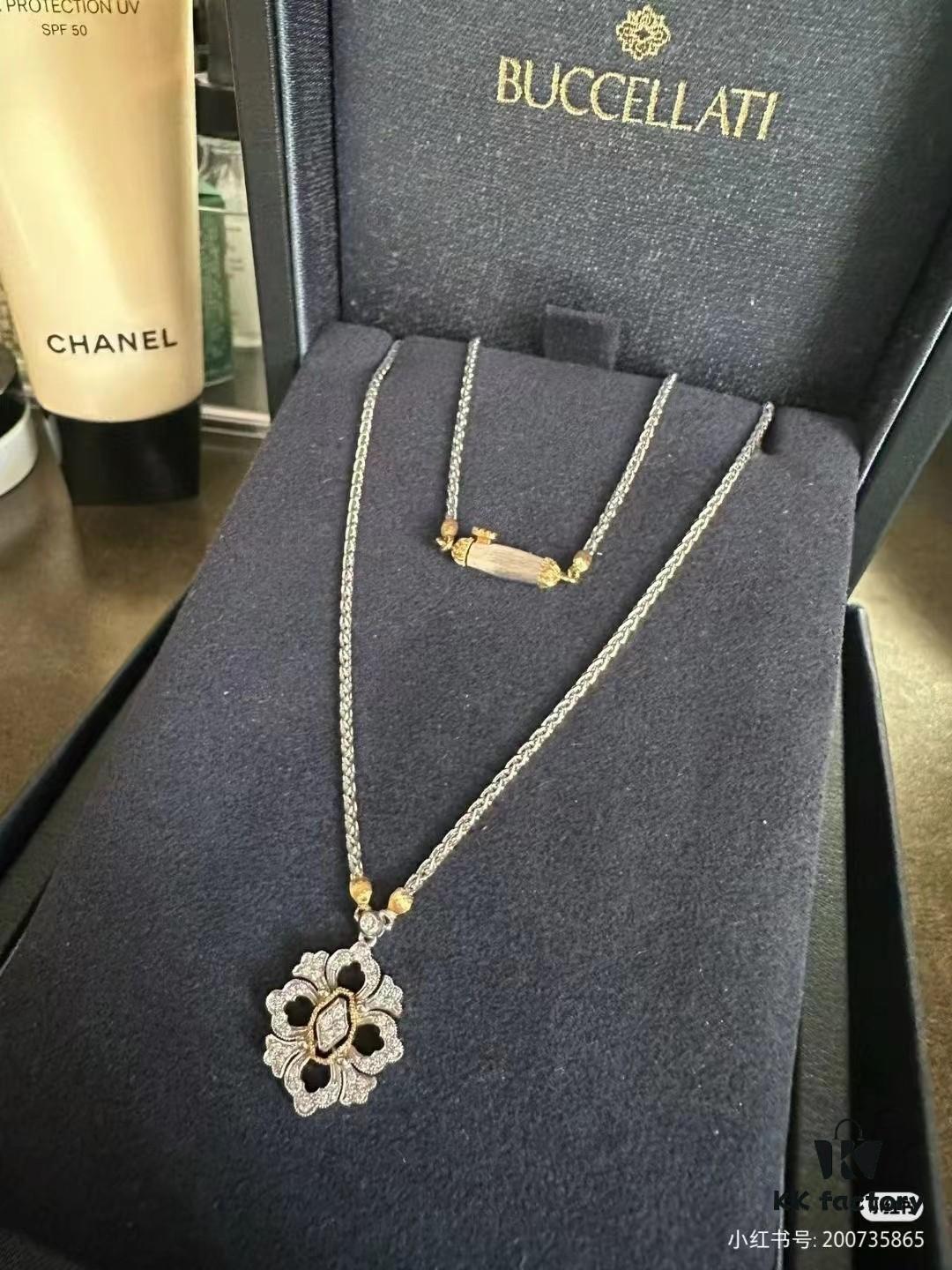 69301b0e12f62673a6fad1e3 Buccellati Full Diamond Twisted Rope Necklace in White Gold with Two-Tone Plating