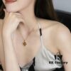 69301b1d12f62673a6fad1f1 Buccellati Italian Luxury Jewelry Vintage Royal Style Diamond-Cut Clover Shell Agate Chalcedony Reversible Necklace in V Gold 18K Thick Gold Plating Original Chain End and Clasp High Quality