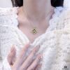 Buccellati Vintage Court-style Diamond-Set Twisted Four-Leaf Clover Shell Agate Chalcedony Double-sided Necklace