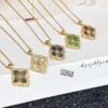 Buccellati Vintage Royal Style Diamond-Cut Four-Leaf Clover Shell Agate Chalcedony Double-Sided Necklace