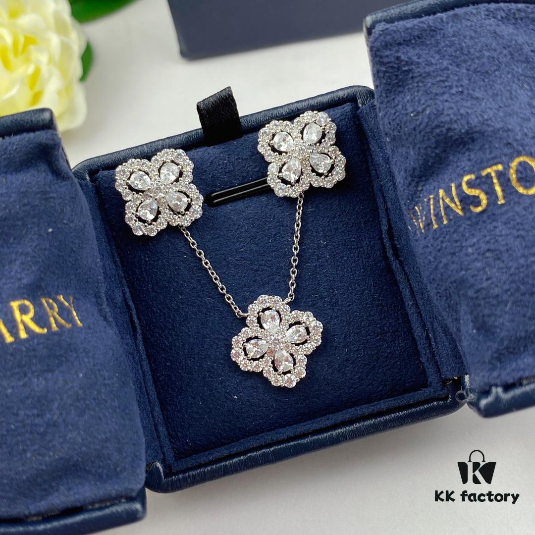 69301b9312f62673a6fad25b Celebrities Wearing #Harry Winston Diamond Links Full Diamond Necklace and Diamond Earrings