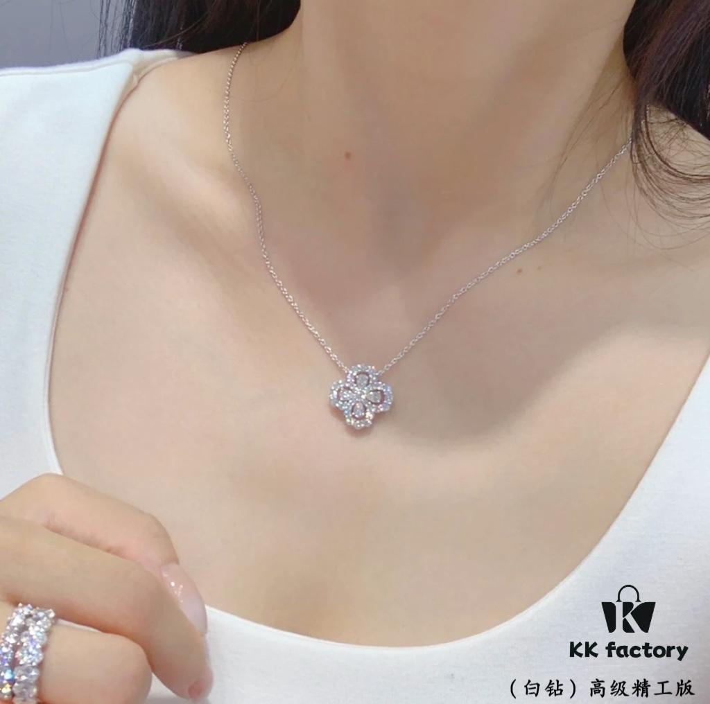 69301ba912f62673a6fad268 Harry Winston Diamond Links Full Diamond Clover Necklace (White Diamonds)