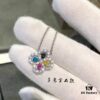 69301c0e12f62673a6fad2b0 HW Diamond Loop Series Gemstone Necklace in S925 Sterling Silver with Thick Gold Plating, Clover Pendant with Multi-Color Stones and Zircon Accents