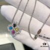69301c1512f62673a6fad2b6 HW Diamond Loop Series Gemstone Necklace in S925 Sterling Silver with Thick Gold Plating, Clover Pendant with Multi-Color Stones and Zircon Accents