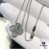 69301c1612f62673a6fad2b7 HW Diamond Loop Series Gemstone Necklace in S925 Sterling Silver with Thick Gold Plating, Clover Pendant with Multi-Color Stones and Zircon Accents