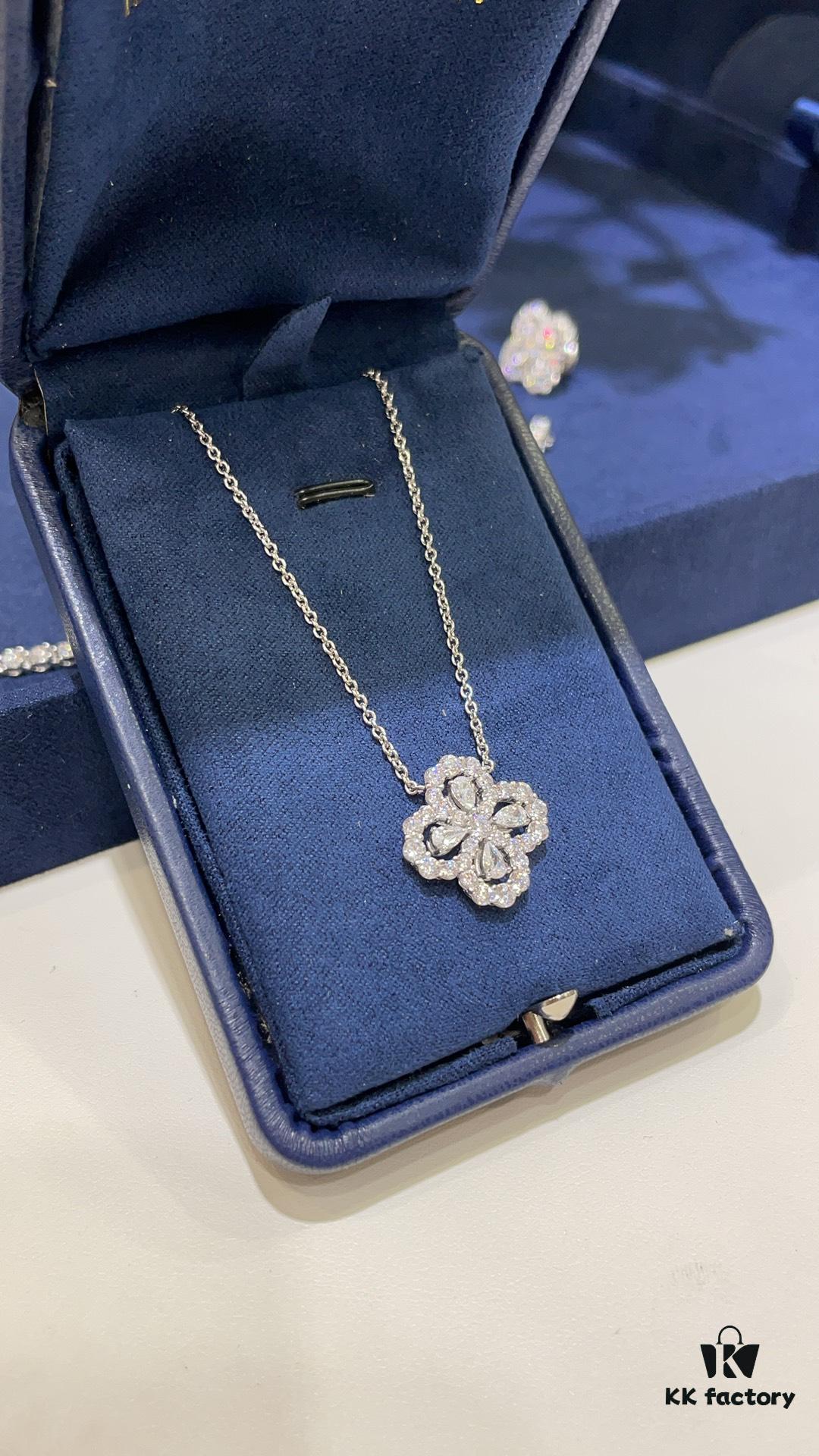 Harry Winston New Arrival Loop Luxury Four-Leaf Clover Sparkling Diamond Necklace
