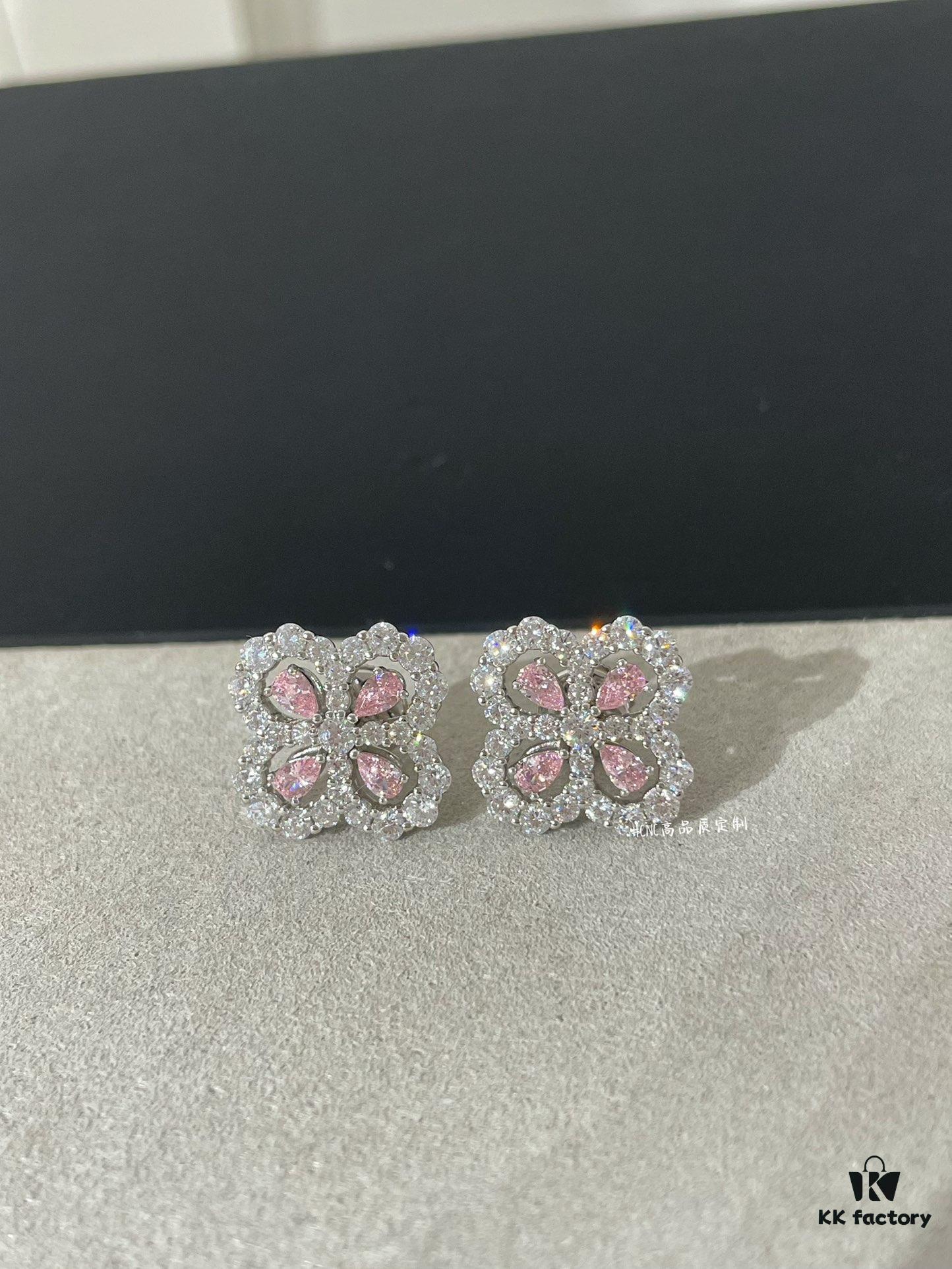 69301c4012f62673a6fad2dd HW Diamond Loop Clover Stud Earrings, ZP Development Version! Crafted in S925 Sterling Silver with Thick Gold Plating