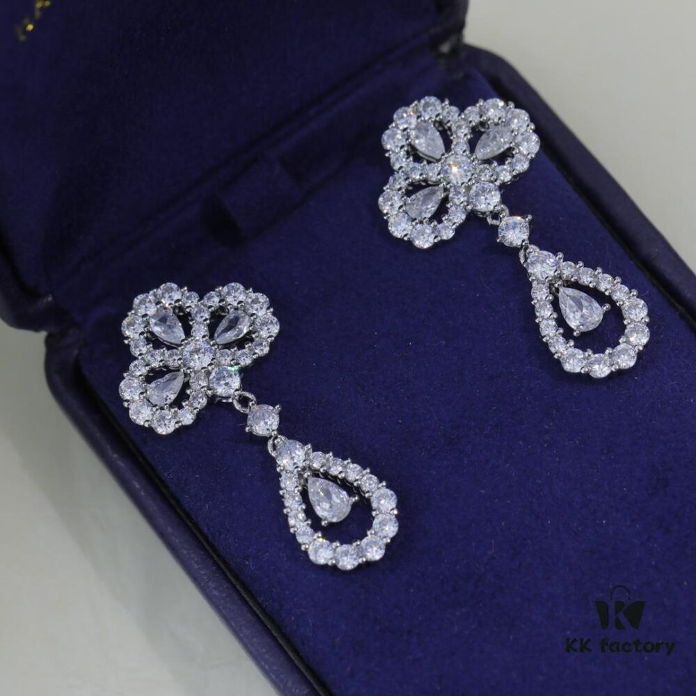 69301c4512f62673a6fad2e1 Harry Winston Classic Clover Full Diamond Stud Earrings, Exquisitely Crafted, Identical to Original Design, Worn by Celebrities, Stunningly Beautiful, Luxurious and Elegant