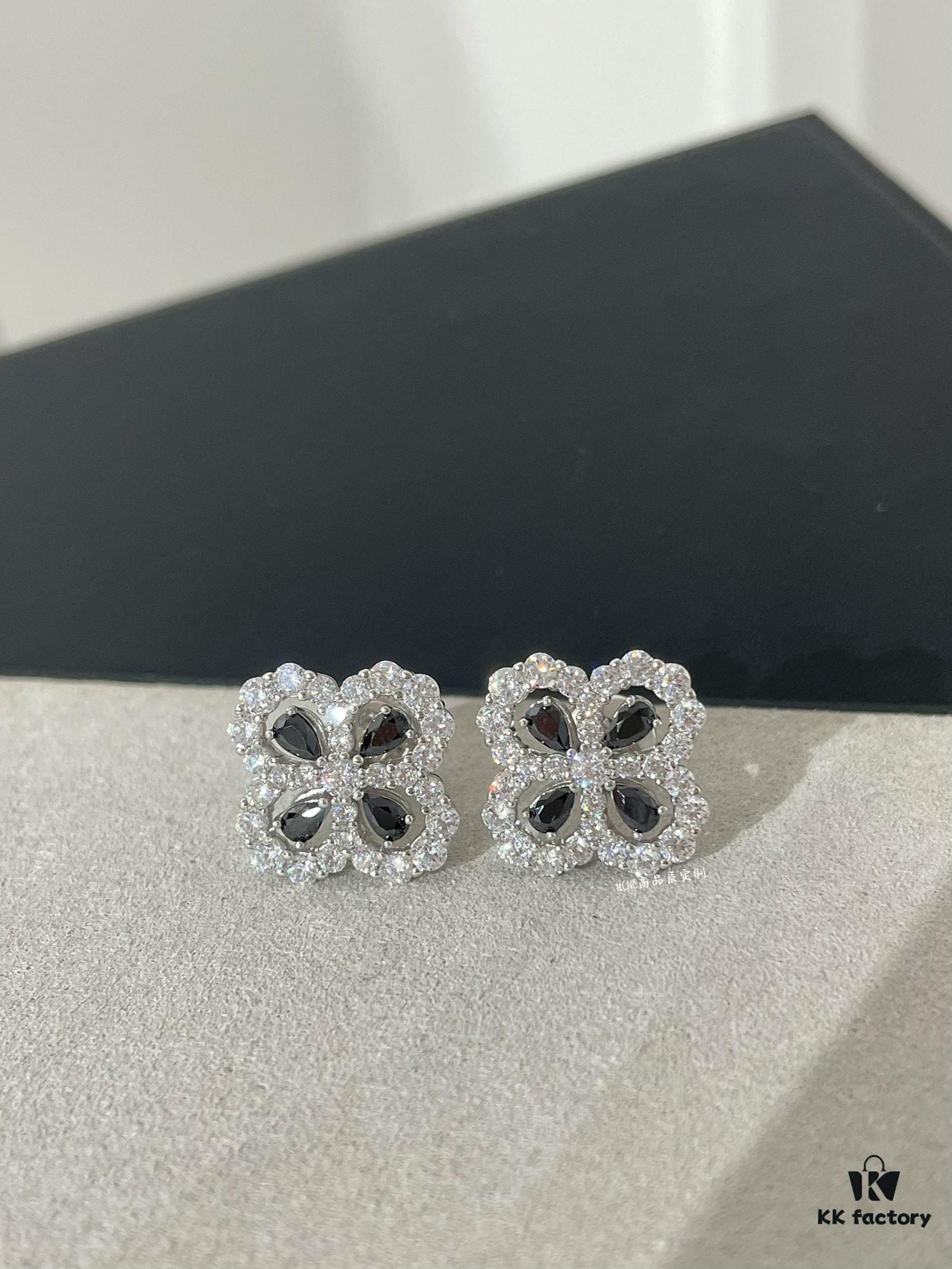 69301c4612f62673a6fad2e2 HW Diamond Loop Clover Stud Earrings, ZP Development Version! Crafted in S925 Sterling Silver with Thick Gold Plating