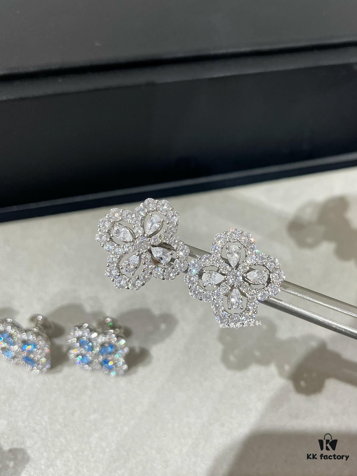 69301c4812f62673a6fad2e5 HW Diamond Loop Clover Stud Earrings, ZP Development Version! Crafted in S925 Sterling Silver with Thick Gold Plating
