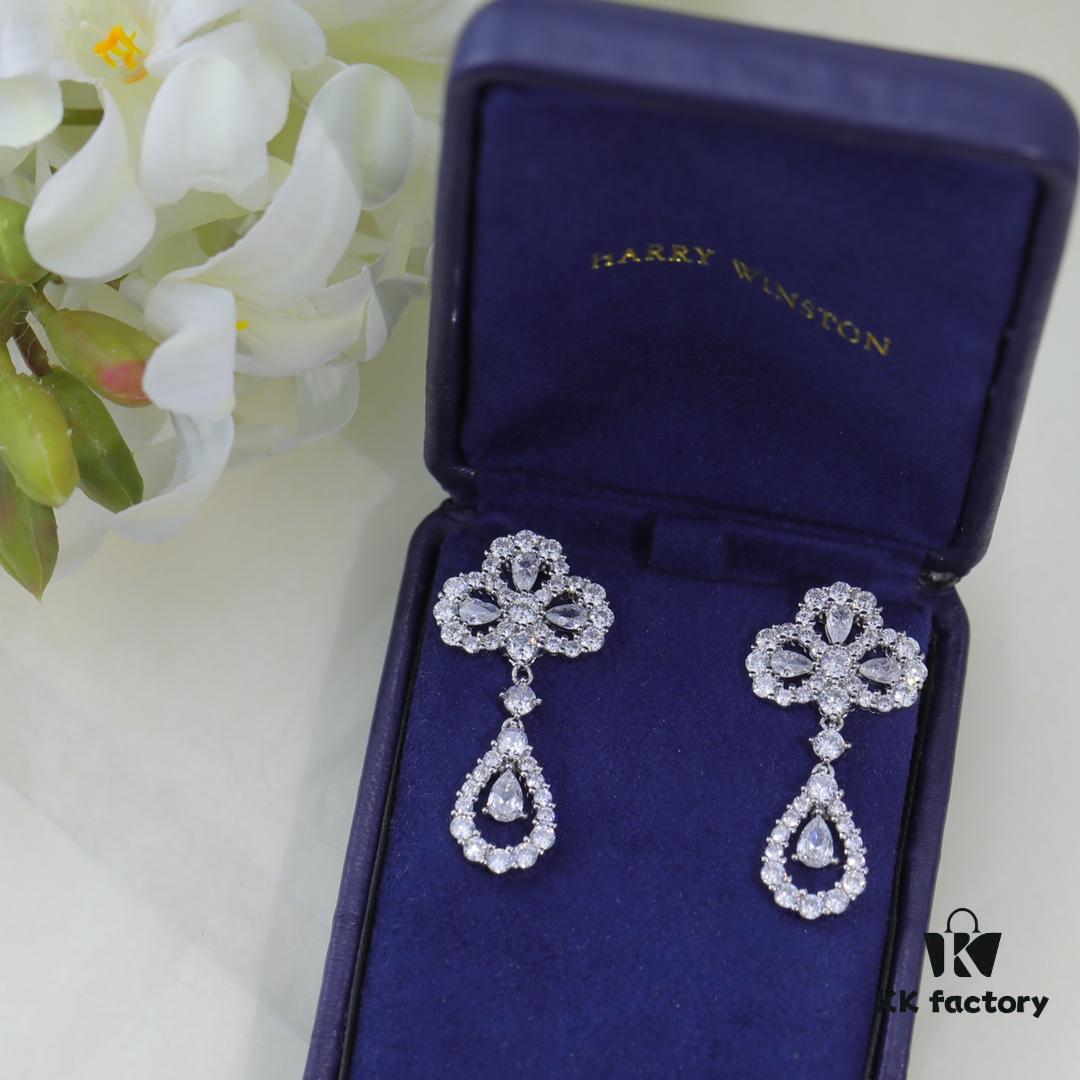 69301c4b12f62673a6fad2e8 Harry Winston Classic Clover Full Diamond Stud Earrings, Exquisitely Crafted, Identical to Original Design, Worn by Celebrities, Stunningly Beautiful, Luxurious and Elegant