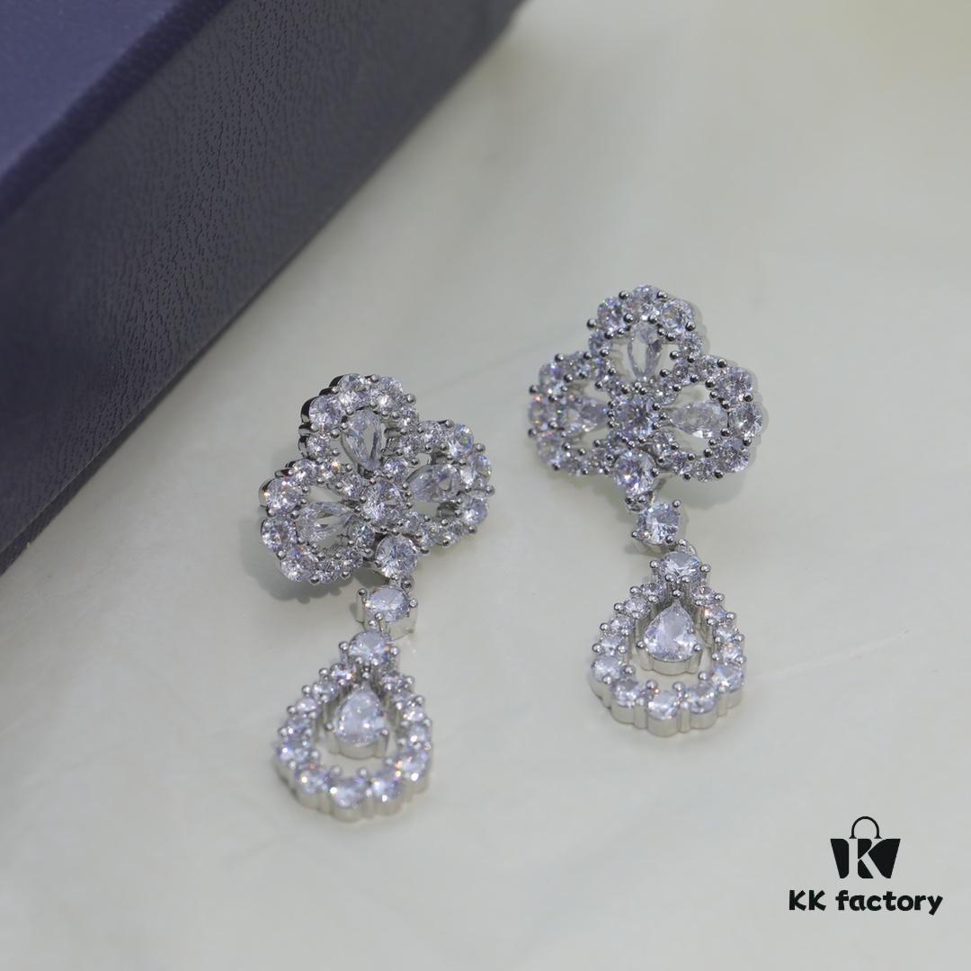 69301c4f12f62673a6fad2ea Harry Winston Classic Clover Full Diamond Stud Earrings, Exquisitely Crafted, Identical to Original Design, Worn by Celebrities, Stunningly Beautiful, Luxurious and Elegant