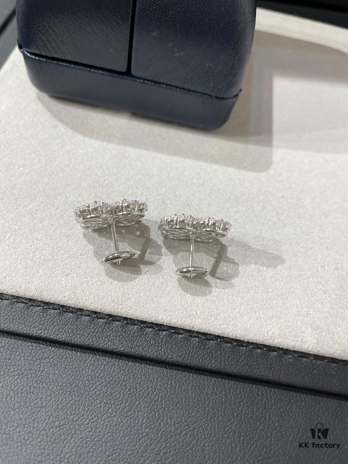 69301c6212f62673a6fad2fa HW Diamond Clover Stud Earrings, ZP Development Version - 925 Sterling Silver with Thick Gold Plating