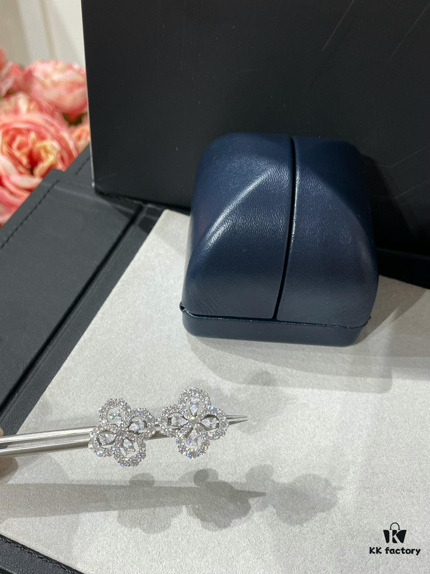 69301c6312f62673a6fad2fb HW Diamond Clover Stud Earrings, ZP Development Version - 925 Sterling Silver with Thick Gold Plating