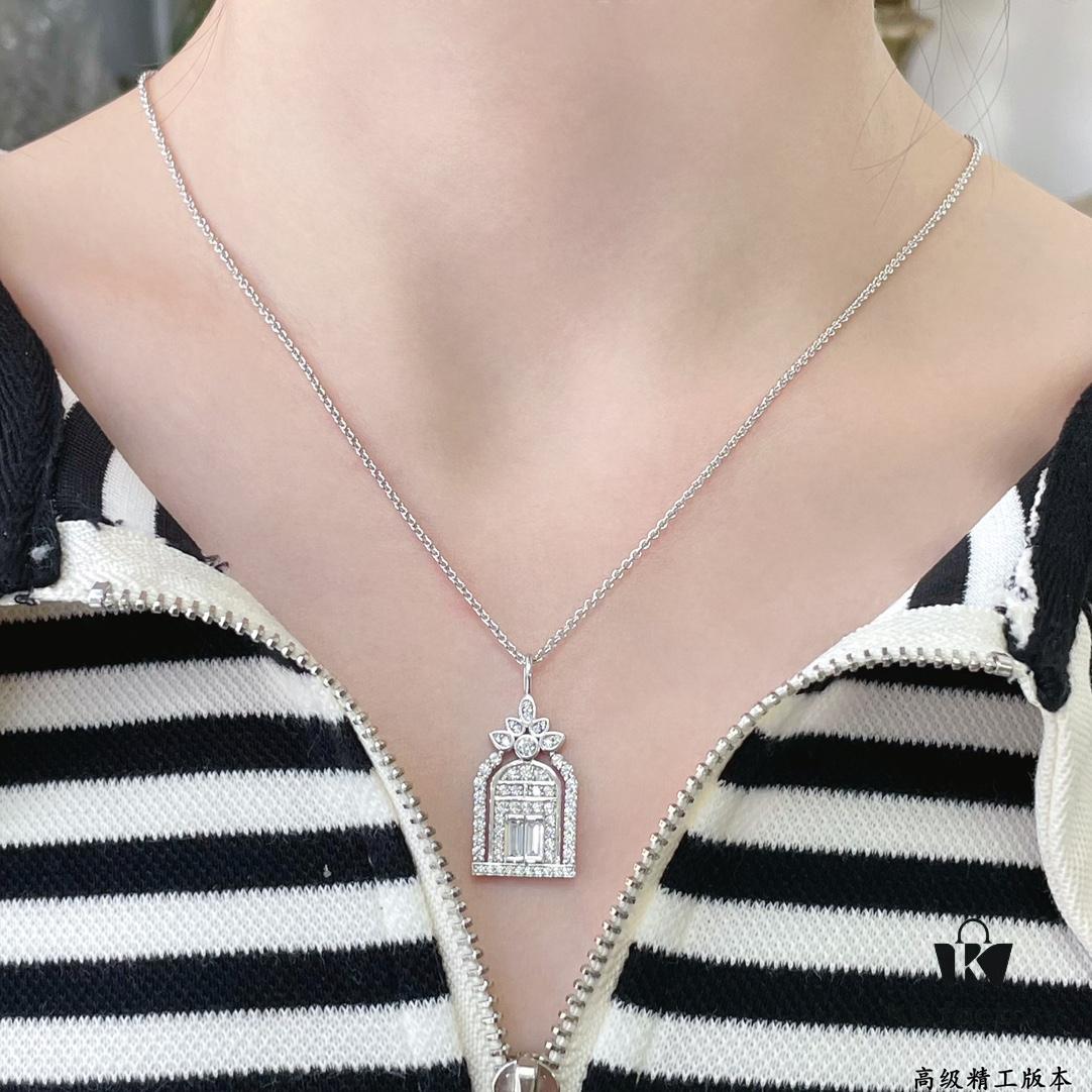 69301c7512f62673a6fad314 HW Harry Winston Birdcage Necklace (Chain Length 45cm + Pendant 3cm), Crafted with Premium Imported High-Carbon Diamonds, Exquisitely Cut and Set in 925 Sterling Silver, Luxurious and Elegant Design, Comfortable to Wear, Brilliant and Stylish
