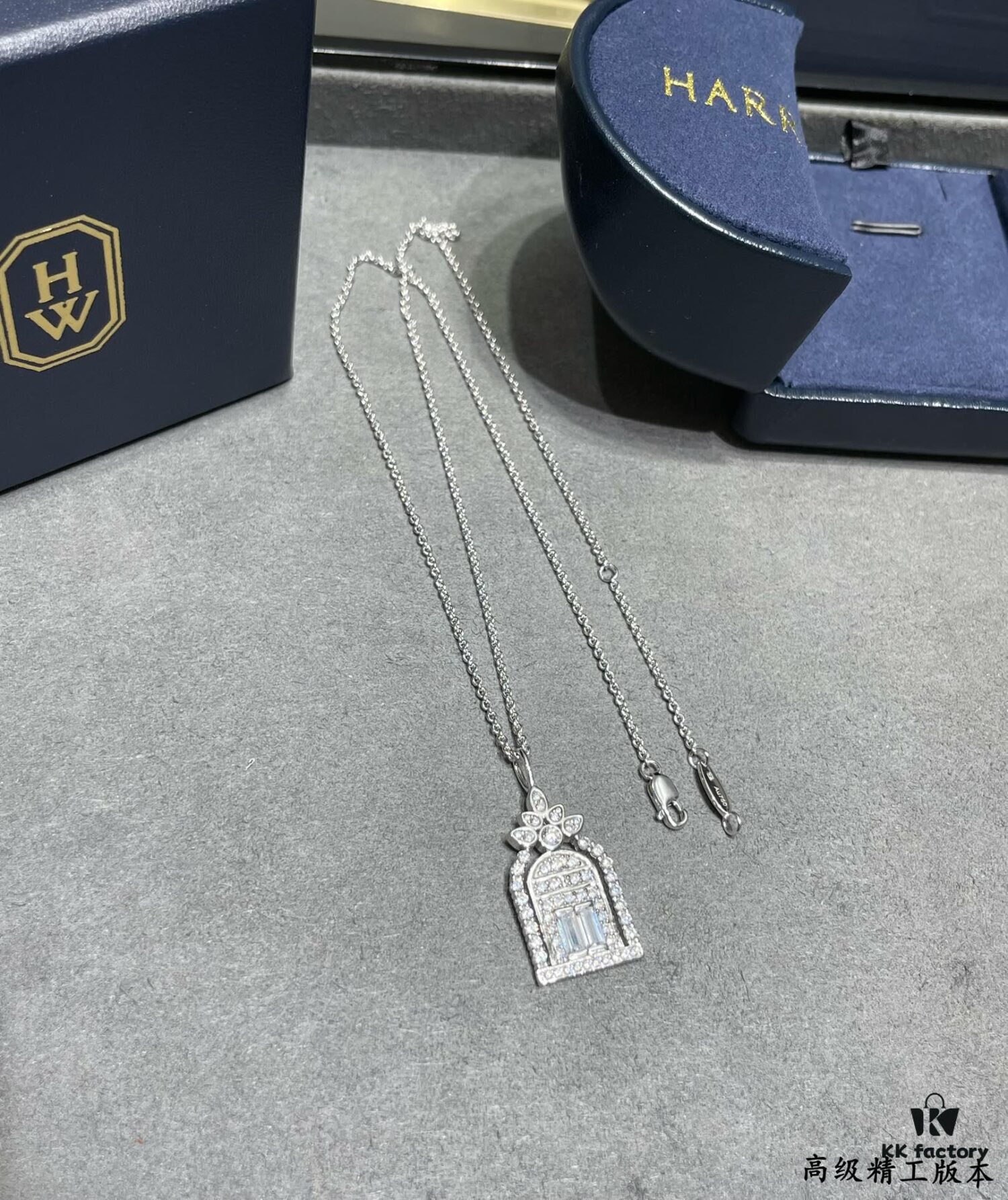 69301c7a12f62673a6fad31a HW Harry Winston Birdcage Necklace (Chain Length 45cm + Pendant 3cm), Crafted with Premium Imported High-Carbon Diamonds, Exquisitely Cut and Set in 925 Sterling Silver, Luxurious and Elegant Design, Comfortable to Wear, Brilliant and Stylish