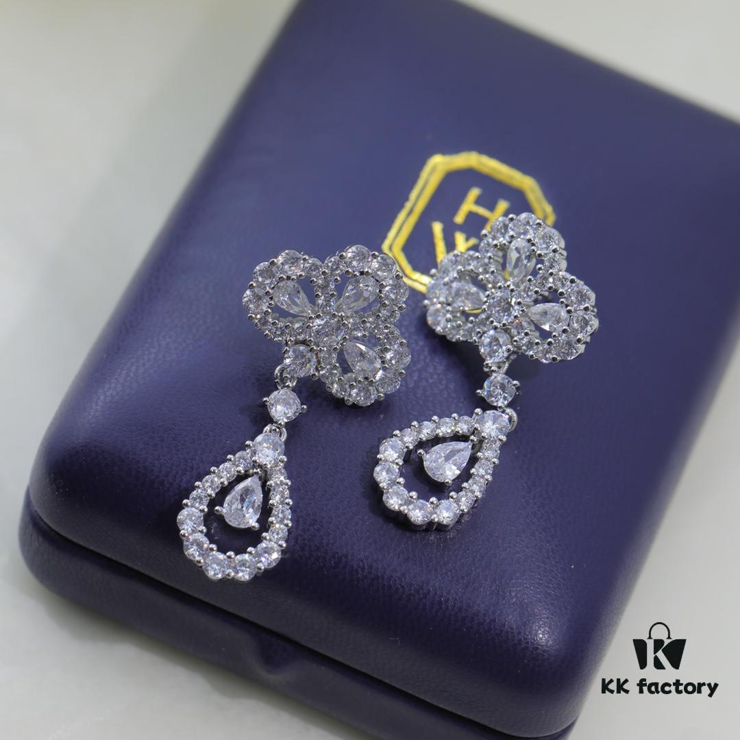 69301cab12f62673a6fad358 Harry Winston Classic Clover Full Diamond Stud Earrings, Exquisitely Crafted, Identical to Original Design, Worn by Celebrities, Stunningly Beautiful, Luxurious and Elegant