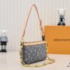 M13404 Denim Coated Canvas Pochette Accessoires Bag with Multicolored Monogram Pattern