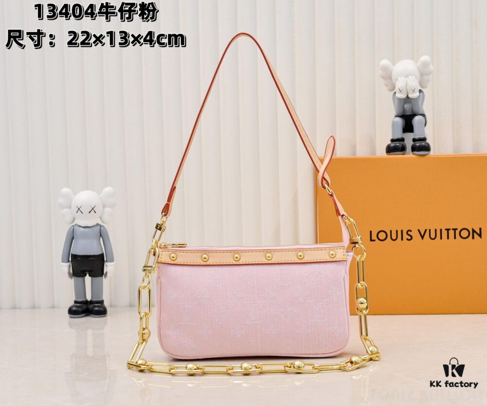 6930204d12f62673a6fad73d M13404 Denim Coated Canvas Pochette Accessoires Bag