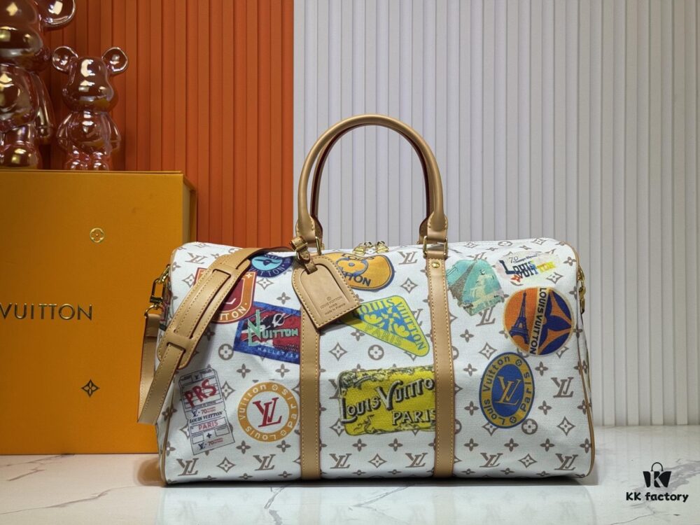 M14736 Keepall Bandoulière 45 Travel Bag in Monogram Dune Fabric
