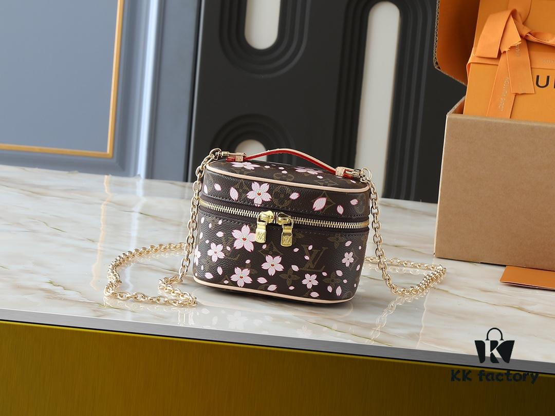 6930220312f62673a6fad952 Upgraded Original M42265 M14181 M44495 M44936 M42263 Nice Cosmetic Pouch Made of Monogram Coated Canvas with Rounded Silhouette Inspired by Trunk Design, Cherry Blossom Pattern Exudes the Joyful Spirit of Louis Vuitton x Takashi Murakami Reimagined Collection, Cowhide Leather Handle Highlights Exquisite Craftsmanship, Double Zipper Closure Securely Stores Daily Essentials