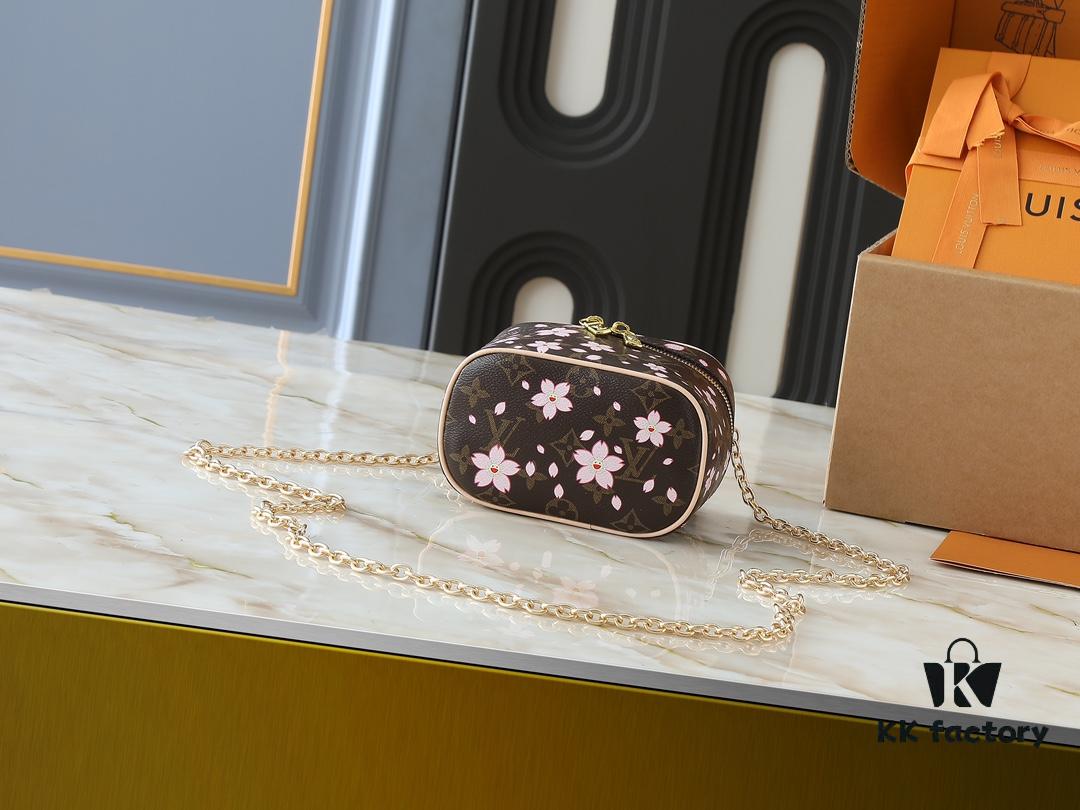 6930220712f62673a6fad954 Upgraded Original M42265 M14181 M44495 M44936 M42263 Nice Cosmetic Pouch Made of Monogram Coated Canvas with Rounded Silhouette Inspired by Trunk Design, Cherry Blossom Pattern Exudes the Joyful Spirit of Louis Vuitton x Takashi Murakami Reimagined Collection, Cowhide Leather Handle Highlights Exquisite Craftsmanship, Double Zipper Closure Securely Stores Daily Essentials