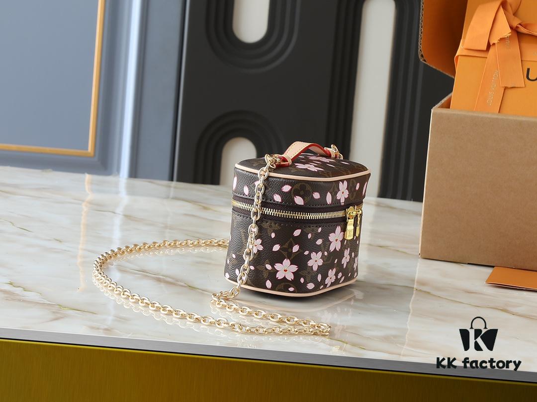 6930220712f62673a6fad957 Upgraded Original M42265 M14181 M44495 M44936 M42263 Nice Cosmetic Pouch Made of Monogram Coated Canvas with Rounded Silhouette Inspired by Trunk Design, Cherry Blossom Pattern Exudes the Joyful Spirit of Louis Vuitton x Takashi Murakami Reimagined Collection, Cowhide Leather Handle Highlights Exquisite Craftsmanship, Double Zipper Closure Securely Stores Daily Essentials
