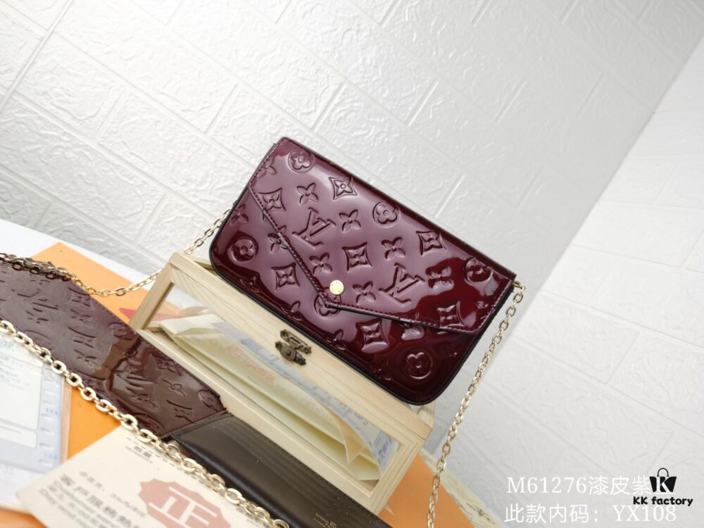 6930236312f62673a6fada7c Replica High-Quality Louis Vuitton Felicie Handbag with Full Steel Hardware and Embossed Patent Leather