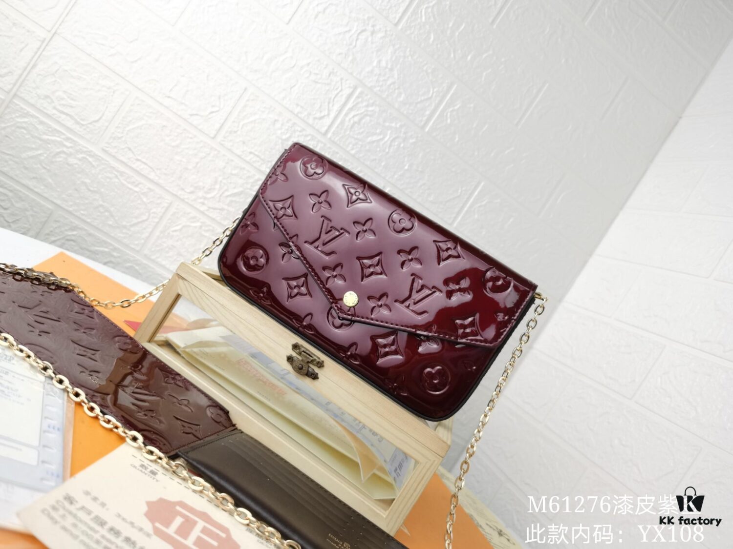 6930236312f62673a6fada7c Replica High-Quality Louis Vuitton Felicie Handbag with Full Steel Hardware and Embossed Patent Leather