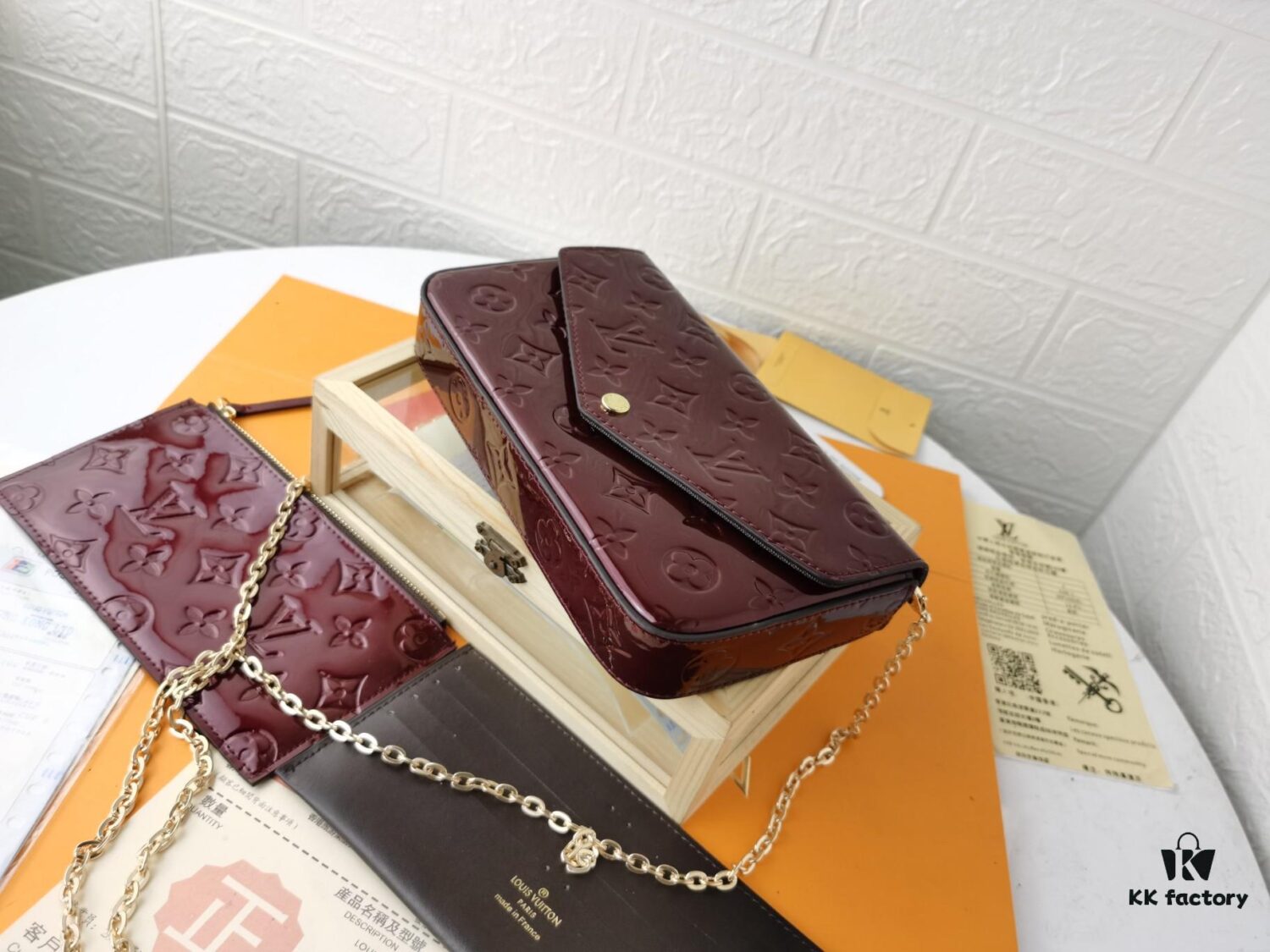 6930237412f62673a6fada82 Replica High-Quality Louis Vuitton Felicie Handbag with Full Steel Hardware and Embossed Patent Leather