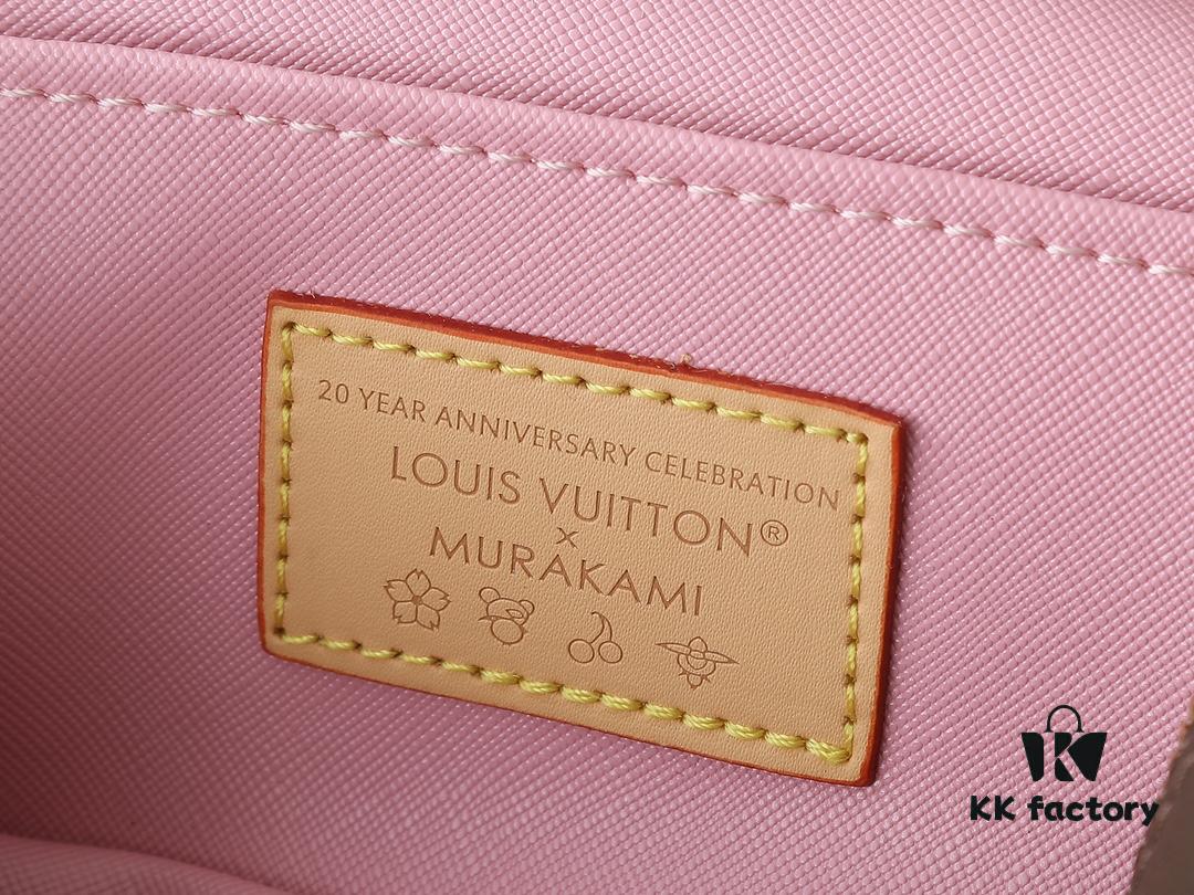 693023f012f62673a6fadaee Upgraded Original M14181 M44495 Nice Mini Cosmetic Case Made of Monogram Coated Canvas with Rounded Silhouette and Cherry Blossom Pattern from the Louis Vuitton x Takashi Murakami Reimagined Collection, Featuring Cowhide Leather Handle and Double Zipper Closure