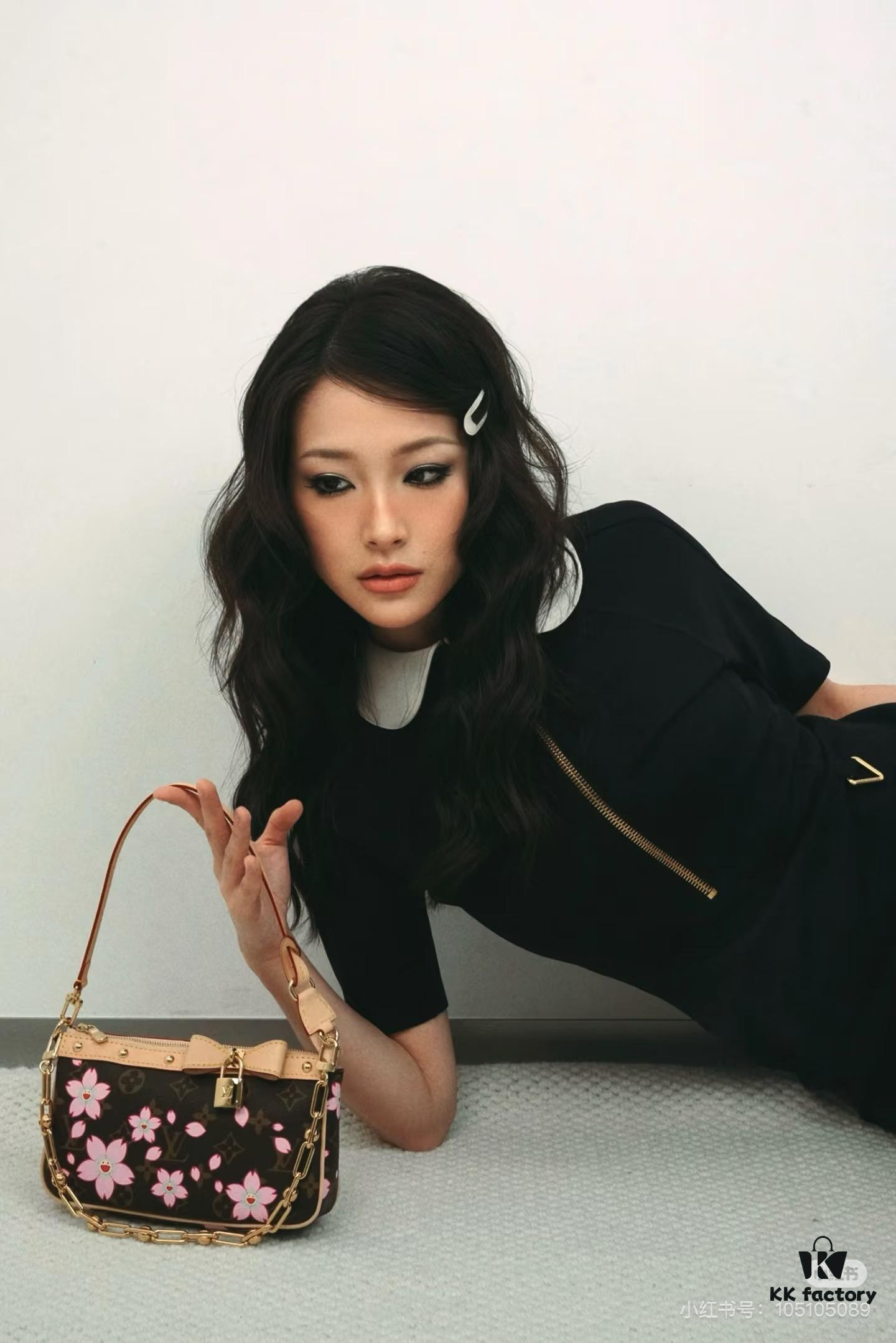 M13666 Pochette Accessoires Bag in Monogram Canvas with Cherry Blossom Pattern