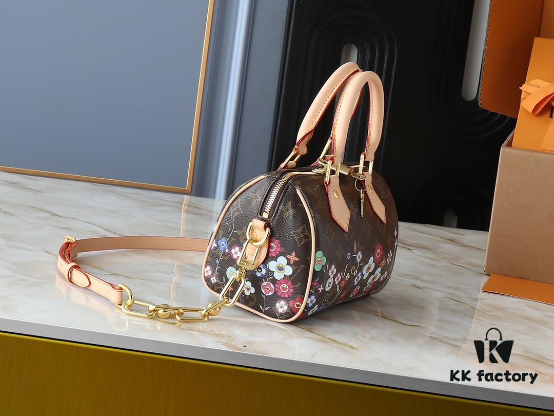 6930261c12f62673a6fadd19 Upgraded Original 🔥Authentic Hardware and Straps🔥 M14175 M46234 This Speedy Bandoulière 20 Handbag combines Monogram canvas with cowhide leather trims, expressing a fashionable flair through the vibrant elements of the Louis Vuitton x Takashi Murakami Re-Edition collection. The front and back reimagine the Monogram flower pattern based on Murakami's 'Superflat' art concept. A striking padlock adorns the zip closure, while Toron handles and a detachable, adjustable chain strap ensure comfortable carrying. Dimensions: 20.5 x 13.5 x 12.0 cm (L x H x W)